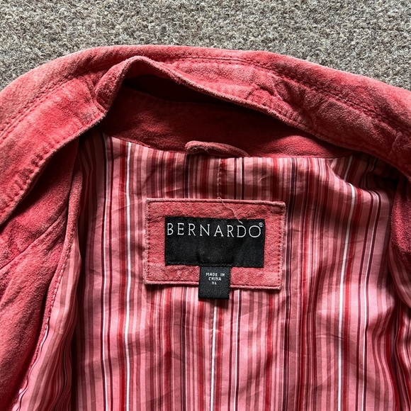 Bernardo Women's XL Pink Suede Genuine Leather Jacket Coat With Removable Collar - Picture 12 of 16